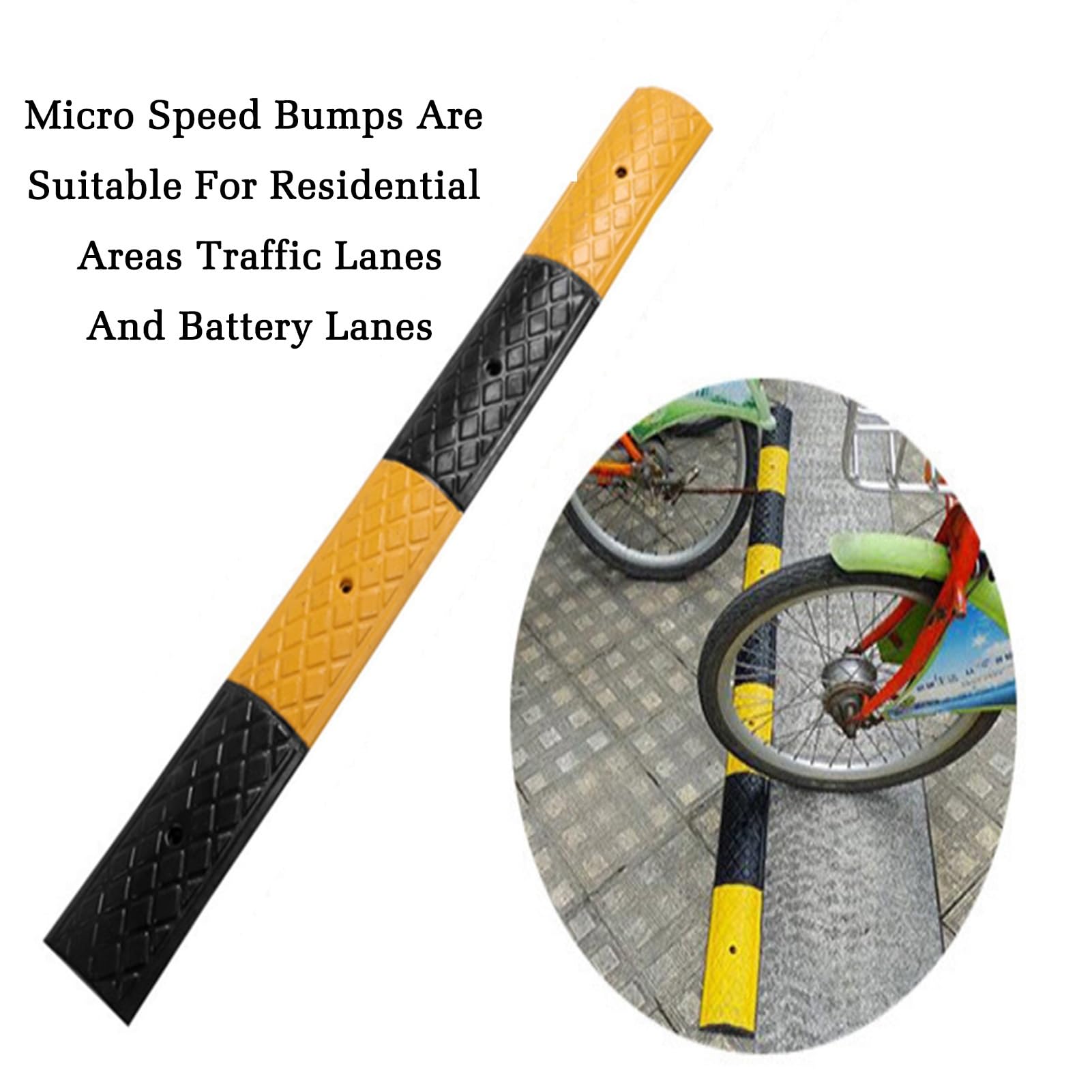 Paraurti in Gomma per la Protezione dalla velocità dei Veicoli, barriera di Sicurezza Stradale Portatile ad Alta visibilità con Striscia Gialla Riflettente per parcheggi.