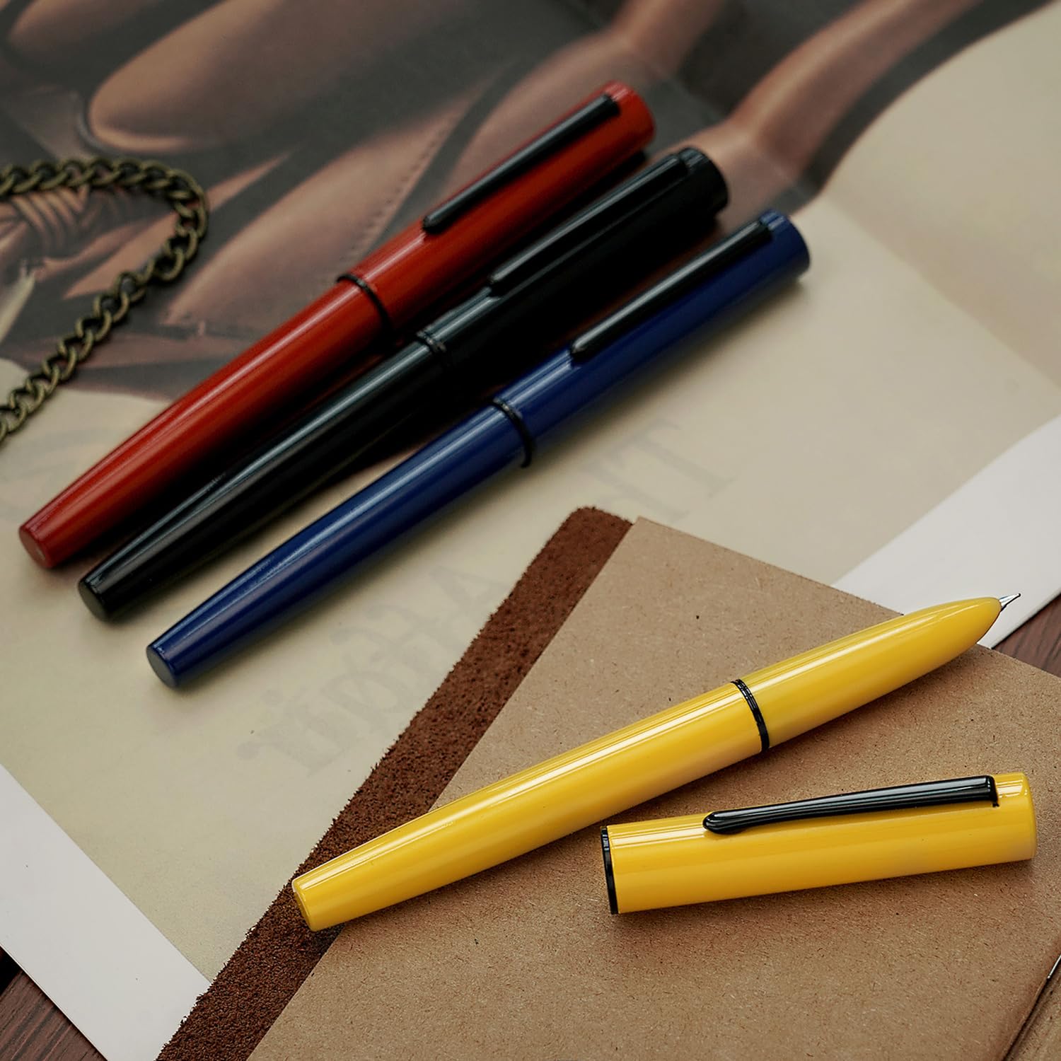 Hongdian C1 Fountain Pen Extra Fine Nib, Dark Green & Classic Retro Design Metal Pen with Ink Converter - Image 2