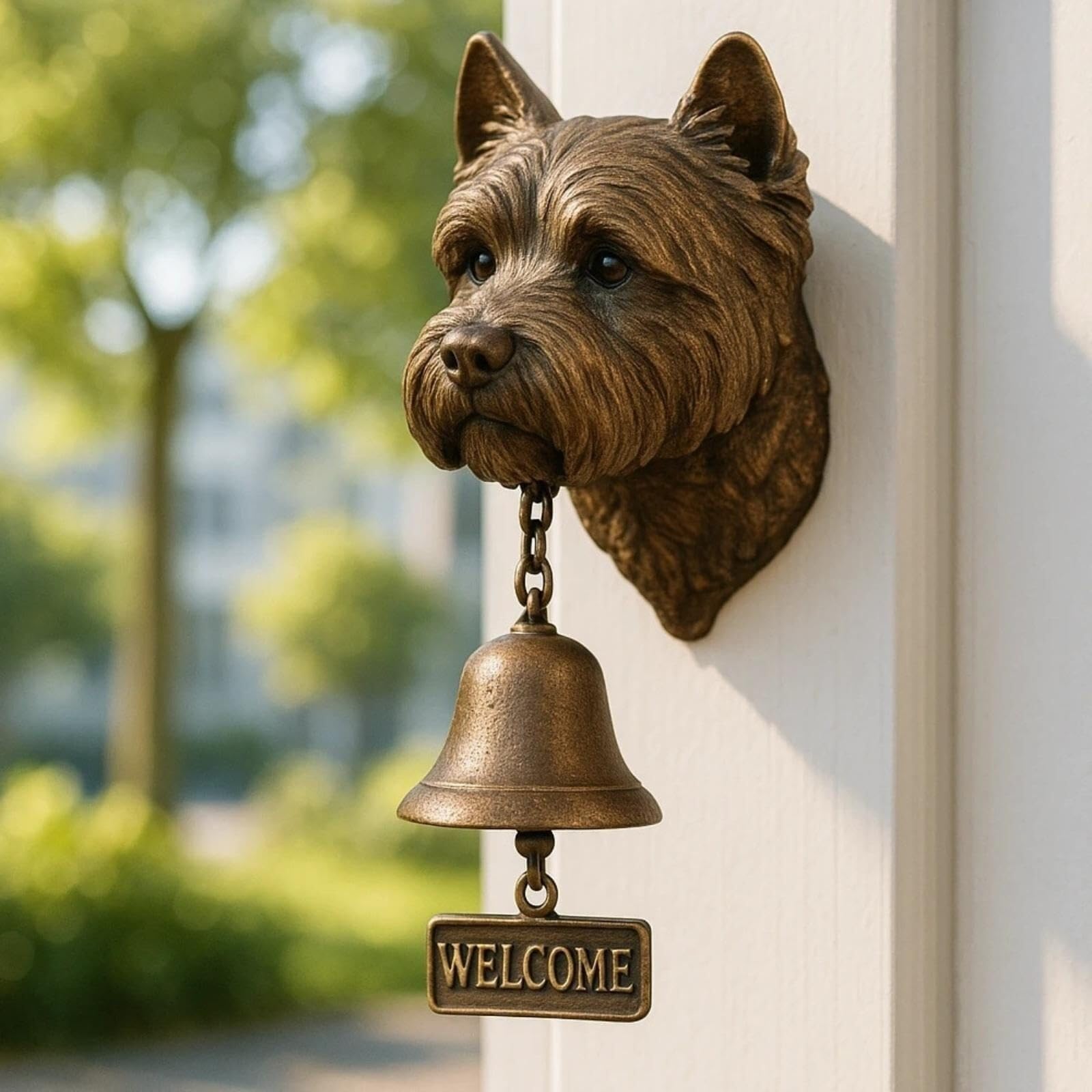 Vintage Rustic Welcome Dog Doorbell - French Bulldog Resin Bell for Garden, Porch, or Entryway | Animal Home Decor(A14)