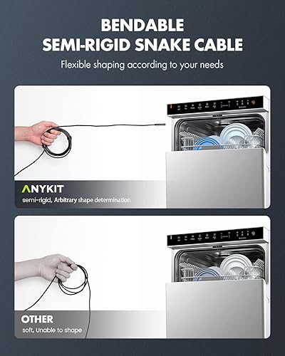 Miniatura 6 de Anykit Cámara endoscopio USB con 8 luces LED ajustables, boroscopio con cámara de serpiente semirrígida, cámara de inspección impermeable IP67