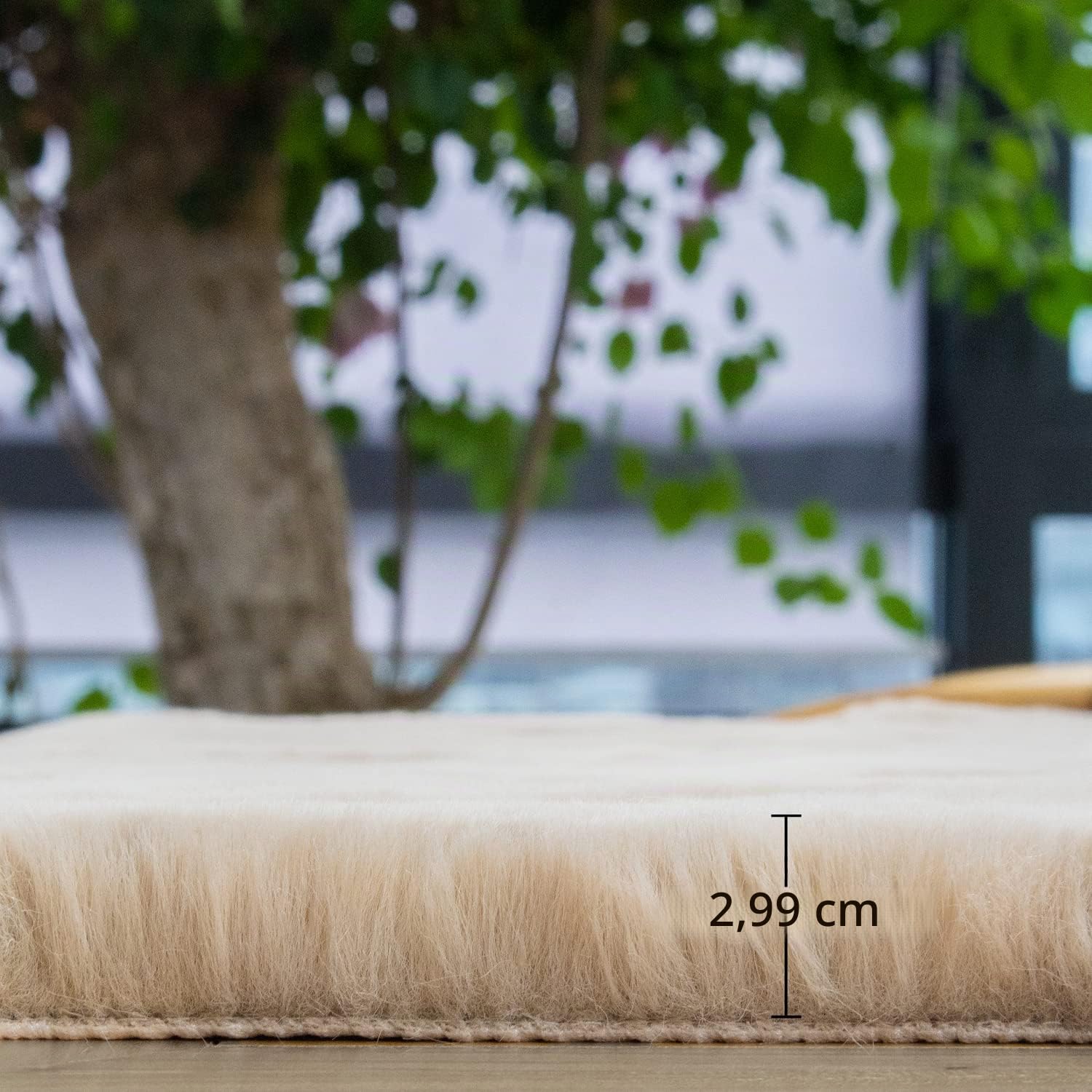 ORINOVA Tapis Rond Beige 90 cm Tapis Moelleux Chambre Salon Tapis Fausse Fourrure Lavable Petit Doux Descente De Lit Poil Ras Beige Fluffy Rug Round
