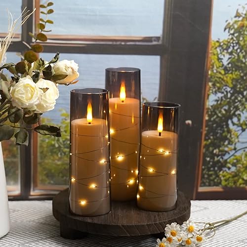 Miniatura 3 de Velas LED sin llama con temporizador, 9 velas parpadeantes sin llama para ambiente romántico y decoración del hogar, carcasa acrílica duradera, con