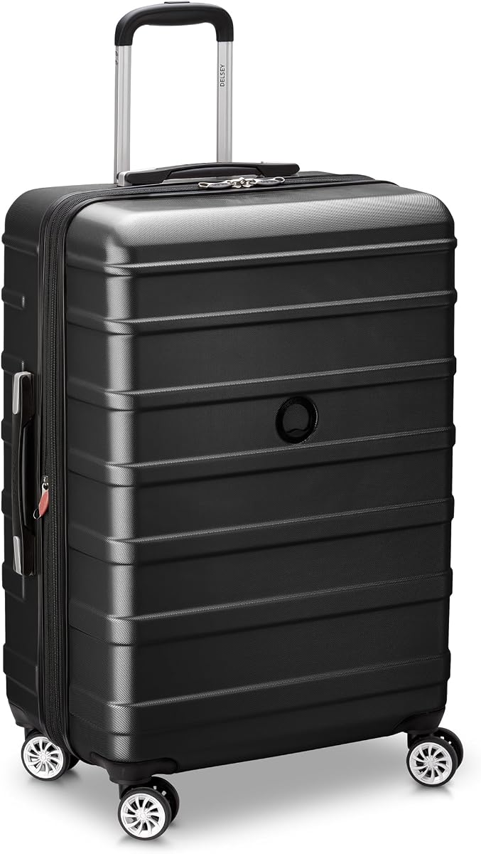Margot Hardside Luggage, Dual Wheel Spinners for Smooth Travel, Expandable with Spacious & Organizable compartments, Men and Women, Black, Medium Check-in 24-Inch