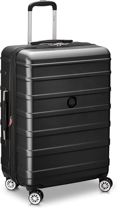 Margot Hardside Luggage, Dual Wheel Spinners for Smooth Travel, Expandable with Spacious & Organizable compartments, Men and Women, Black, Medium Check-in 24-Inch