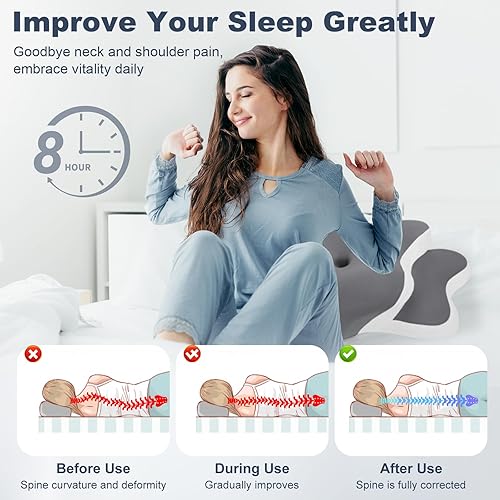 Miniatura 7 de Cervical Pillow for Neck Pain Relief, Neck Support Pillows for Sleeping, Odorless Cooling Ergonomic Contour Memory Foam Pillows for Snoring,