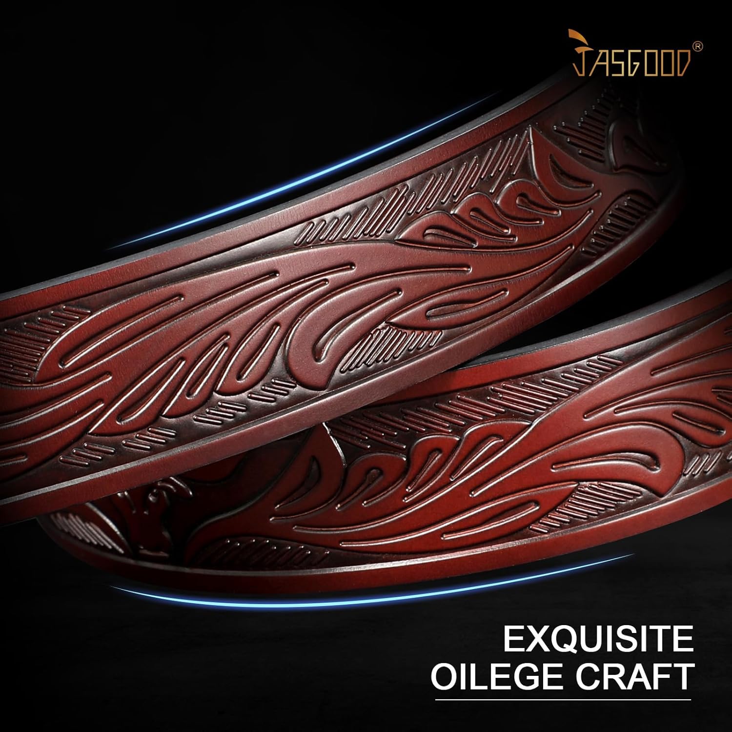 JASGOOD Men's Western Leather Belt Strap without Buckle Cowboy Belt for Jeans Pants Embossed Western Belt 1.5'' Wide - Image 5