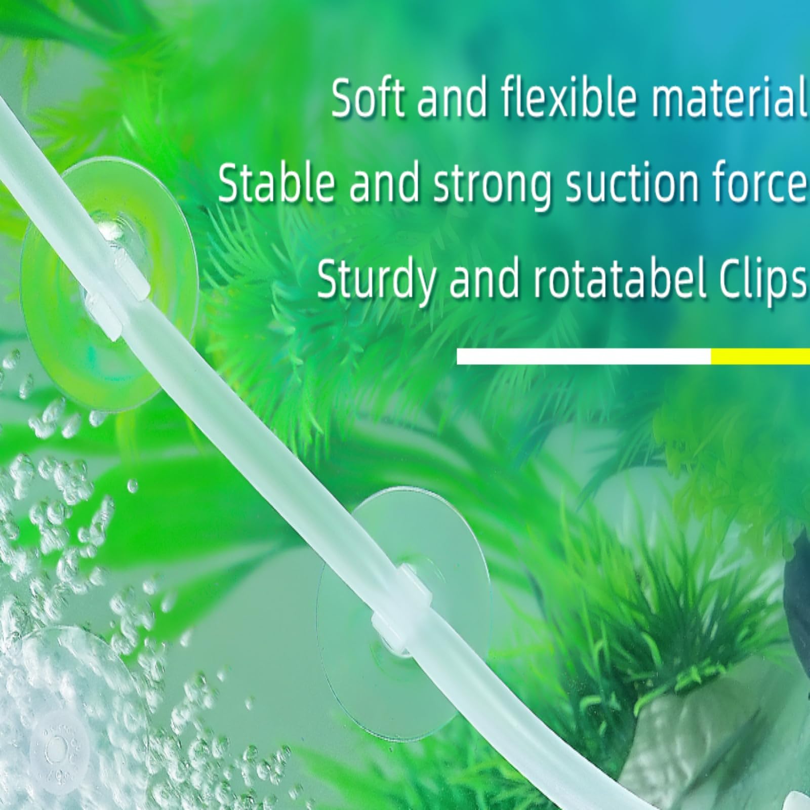 AQUANEAT Ventosas de acuario, para tubería de la línea aérea del tanque de peces, con clips de 1/4" de diámetro, 24pcs (transparente)