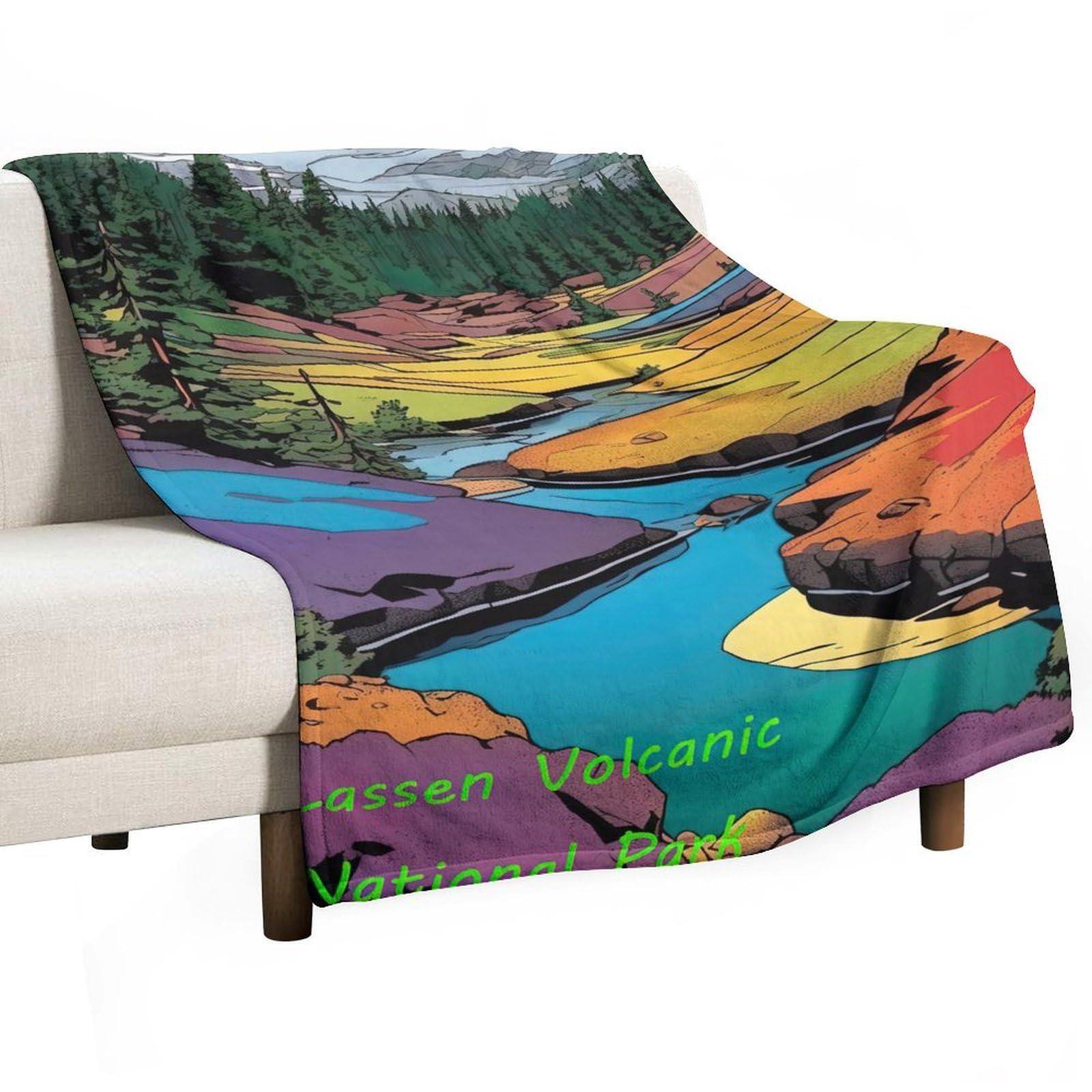 Lassen Volcanic National Park Blanket Travel Landscape Blanket Natural Scenic Mountain View Winter Warm Blanket Bedding Birthday Christmas Travel Gift is the Best Gift for Fans' Bedroom 50x60 inch