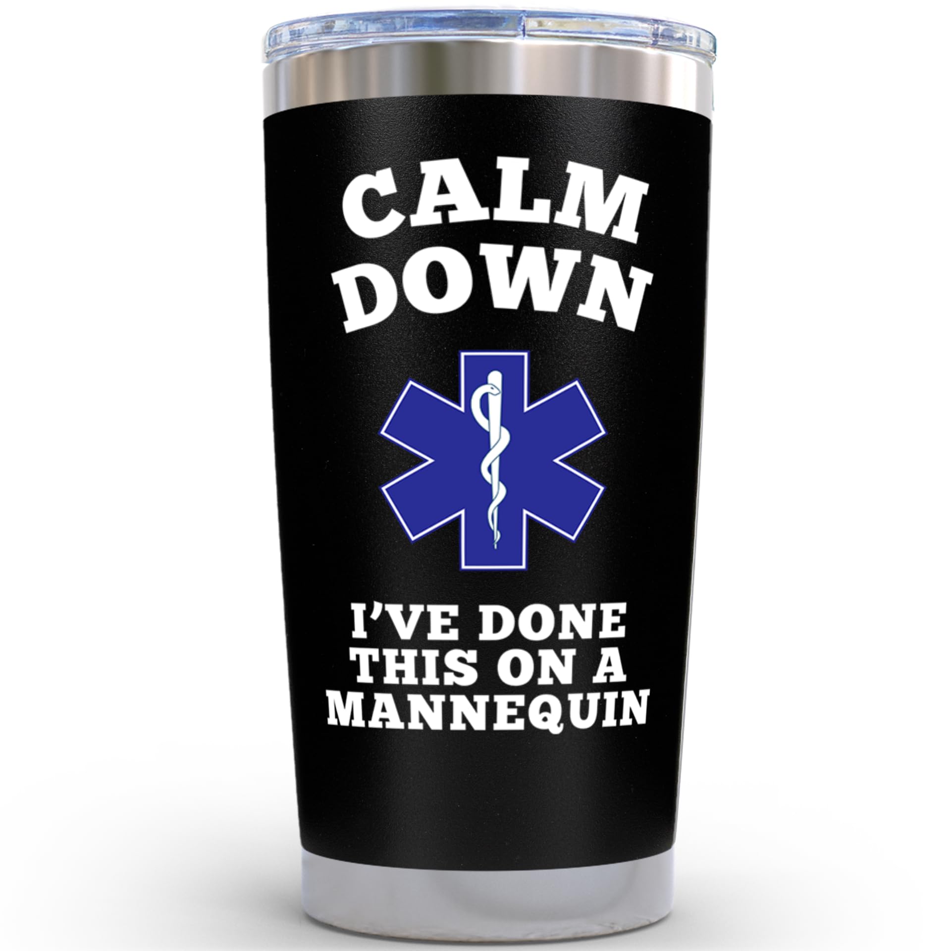 KLUBI Nurse Gifts for Women Men - Calm Down I’ve Done This on a Mannequin, Funny Calm Down Nurse Tumbler 20oz, Nurse Coffee Mug, Nurses Week, RN Graduation Gift