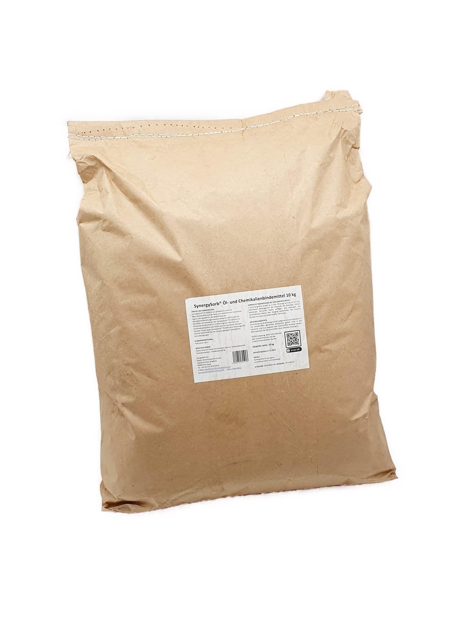 PWS 10 kg Absorbant d’huile Type III R – Écologique, à base de lignine, certifié DEKRA | Absorption rapide et sûre des huiles et produits chimiques | Pour urgences & ateliers | Durable et efficace