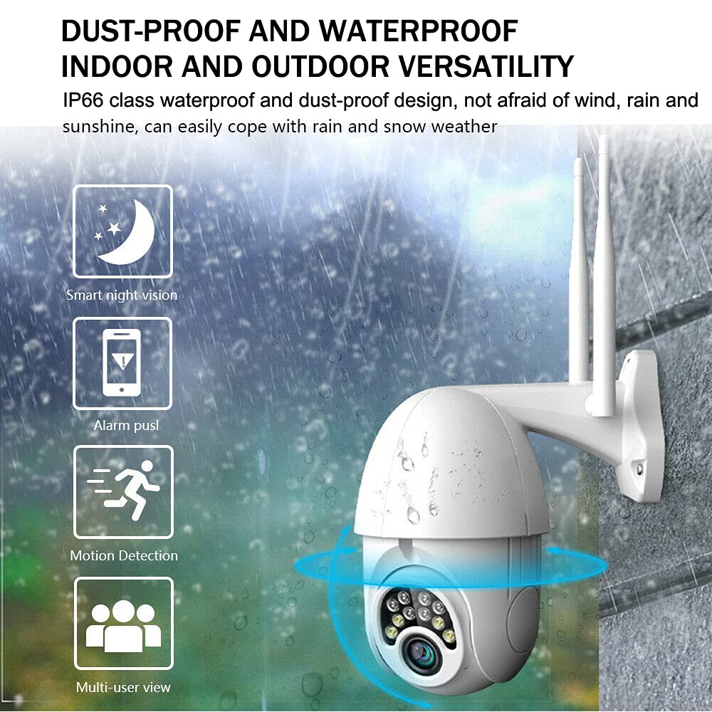 EFAN Telecamera di Sorveglianza WiFi Esterno 1080P HD, Telecamera IP WLAN con Zoom Digitale 4X, Tracciamento Automatico, Audio a 2 Vie Pan 355° & Tilt 90°, Impermeabile IP66 Home Security Camera