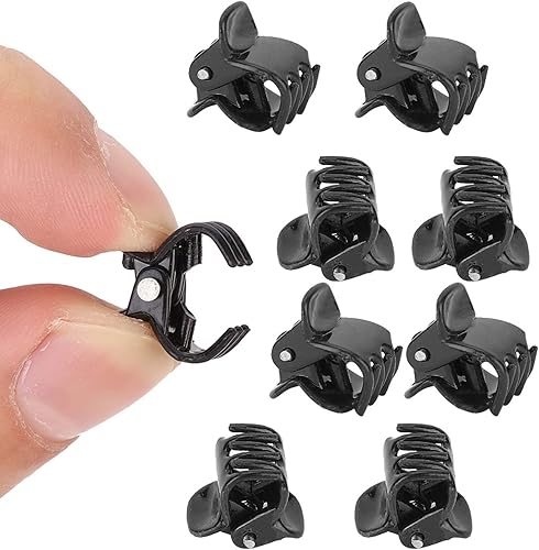 100 mini clips de plástico, pinzas de plástico negro con estilo de mandíbula antideslizantes, pinzas para el cabello pequeñas, pinzas para corona,