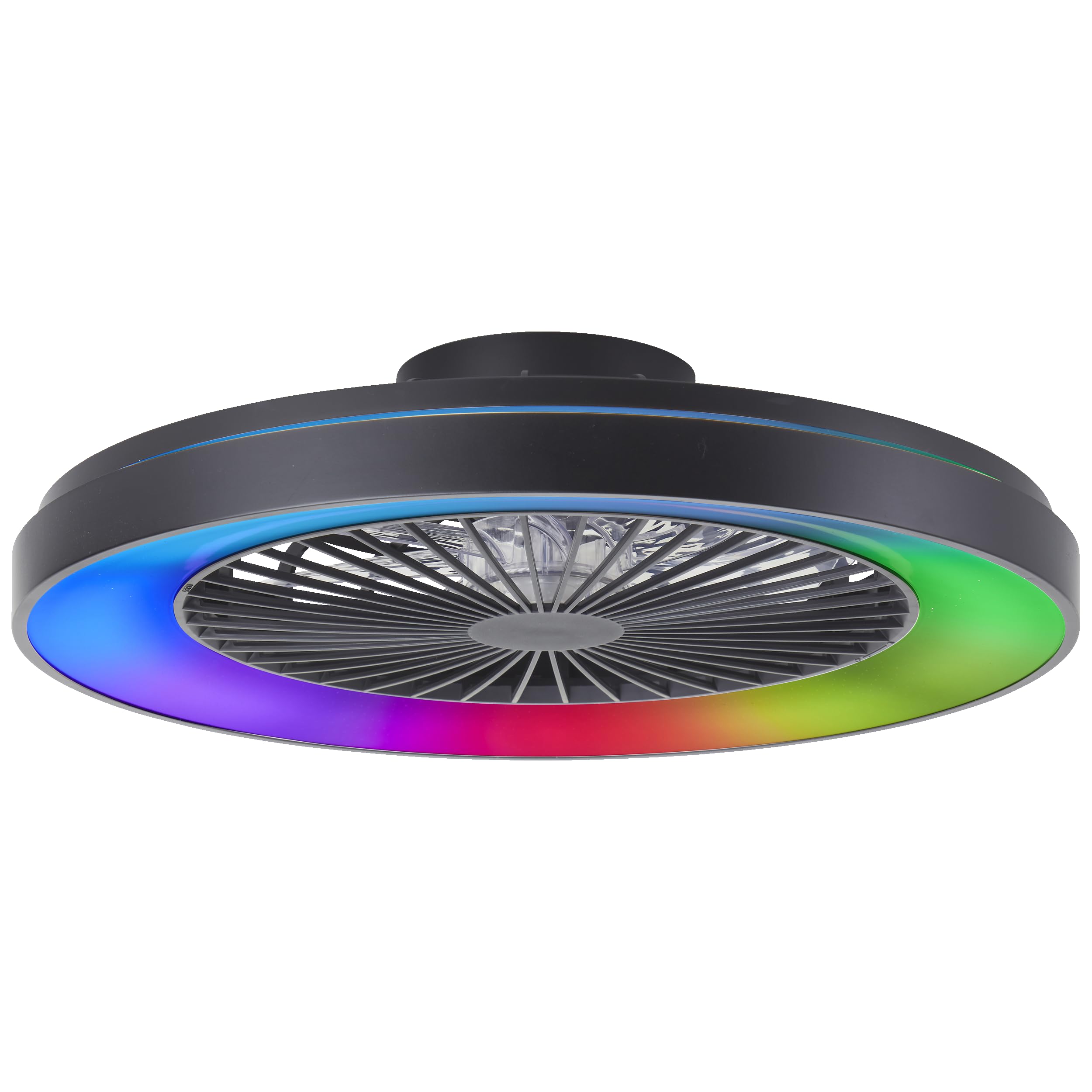 Lightbox LED Deckenlampe mit Ventilator & Fernbedienung - 15 cm Höhe, Ø 58 cm - schwarze Deckenleuchte & RGB & CCT (3000-6500 K) & Nachtlicht - dimmbar - 55 W, 6800 lm - aus Kunststoff