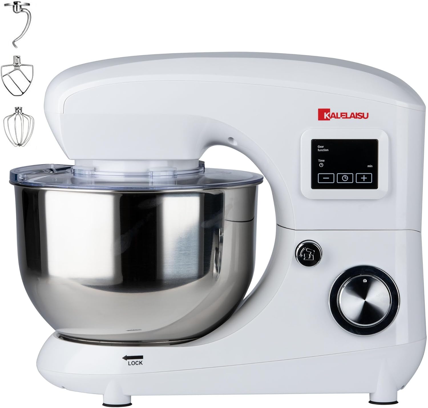 Amazon スタンドミキサー 5.5L大容量 99分タイマー機能 三種類アタッチメント 七段階スピード調節 低騒音 一台三役 「練る