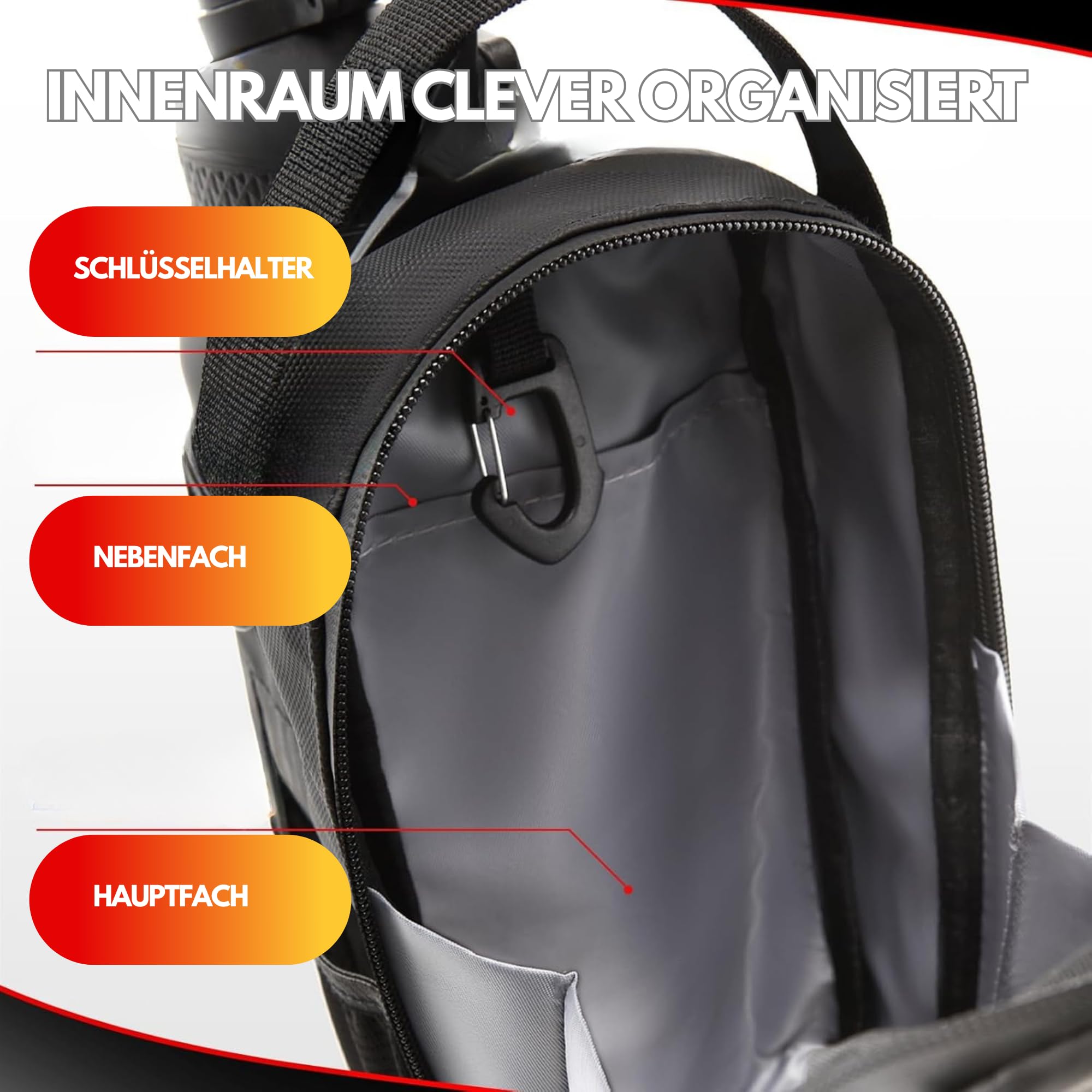 Benson - Bolsa de fitness magnética con fuerte fijación magnética, soporte para botella de 1200 ml, compartimento para teléfono móvil y mosquetón, para hombre y mujer, ideal para deportes, uso diario