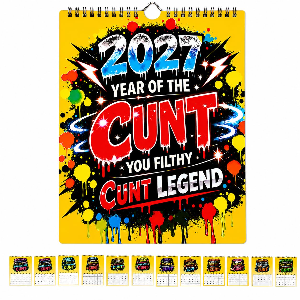Rude Calendar 2027, Funny Secret Santa Gifts for Men Women, Novelty Joke Gifts for Adults, Naughty Stocking Fillers, 12 Month Crude Humour Wall Calendar