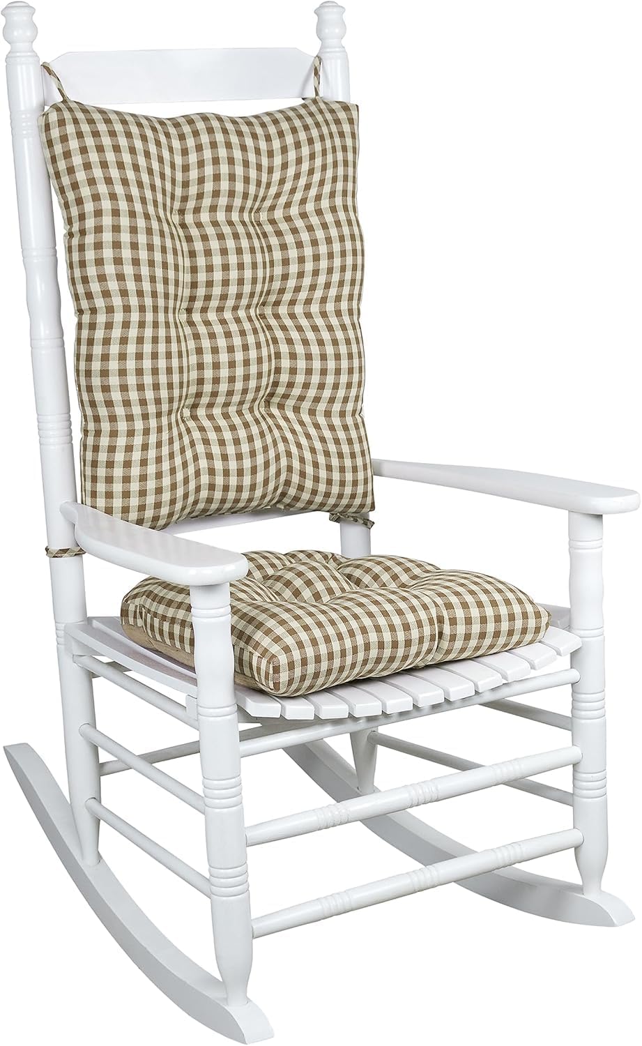Klear Vu The Gripper Non-Slip Rocking Chair Cushion Set with Thick Padding, Includes Seat Pad & Back Pillow with Ties for Indoor Living Room Rocker, 17x17 Inches, 2 Piece Set, Natural
