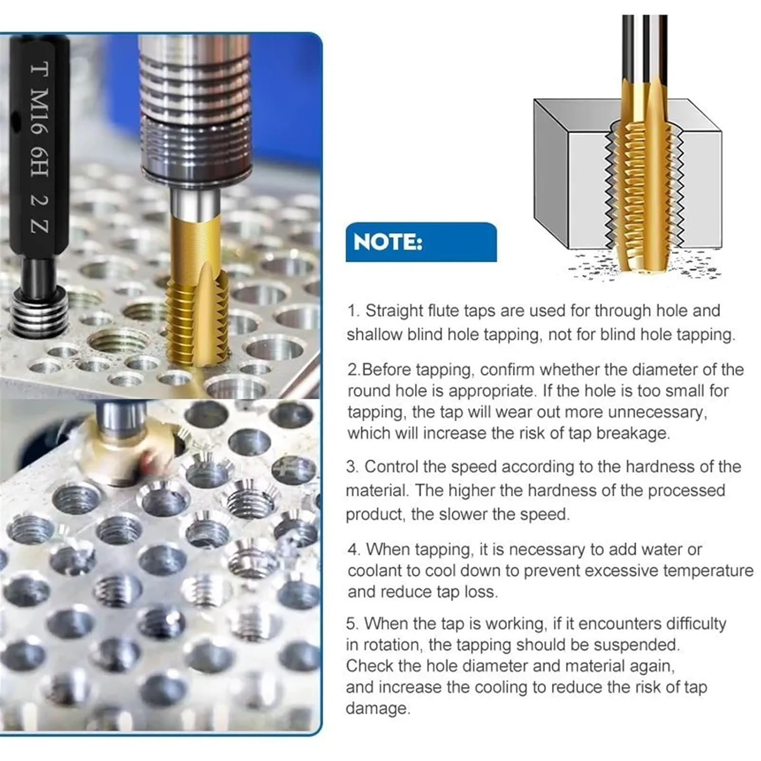 M2-M18 Left Hand Straight Thread Tap Machine Spiral Taps for Metalworking Machine Spiral Tap 1Pcs(M18x1.5)