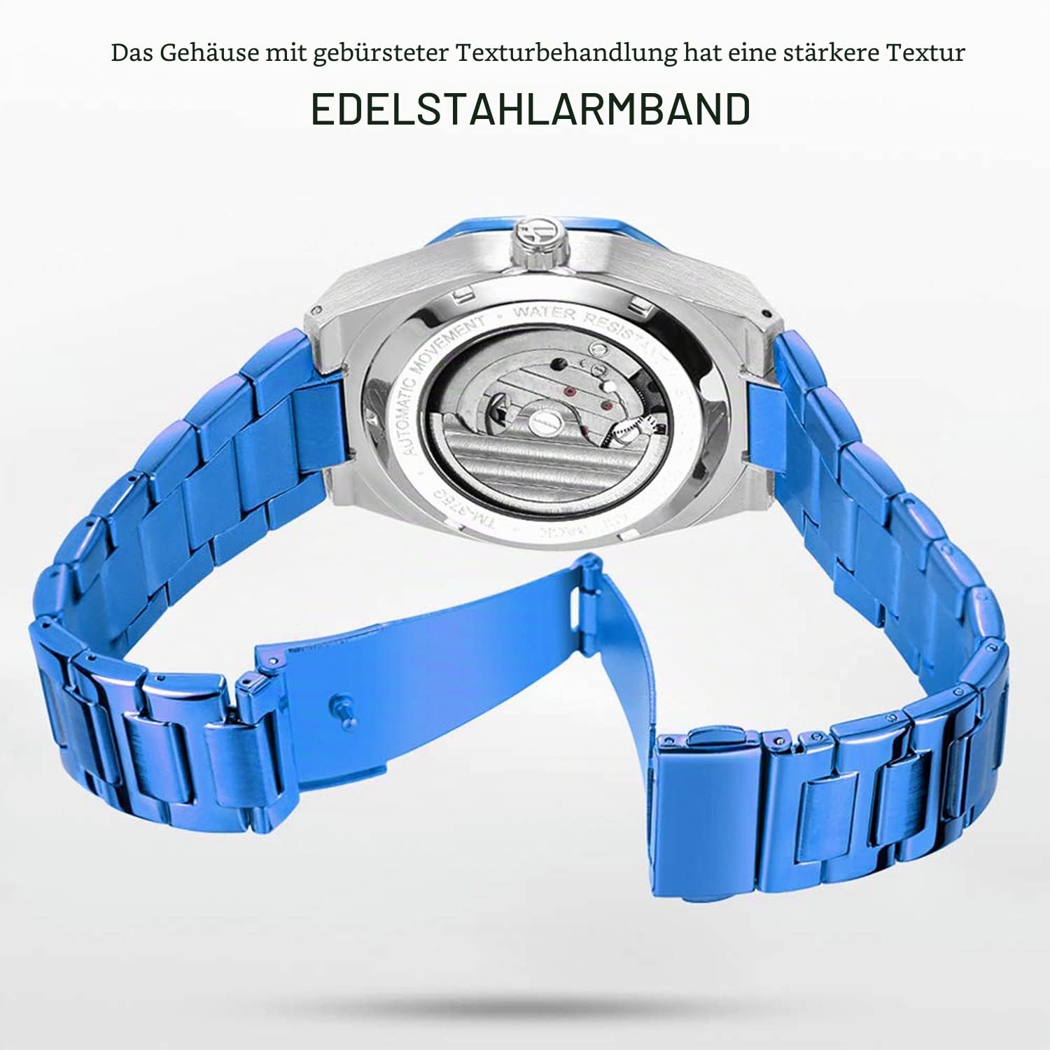 Tiong Business Automatic Herren Mechanische Uhr Skeleton Edelstahl Wasserdicht Mechanische Automatikuhr Herren…