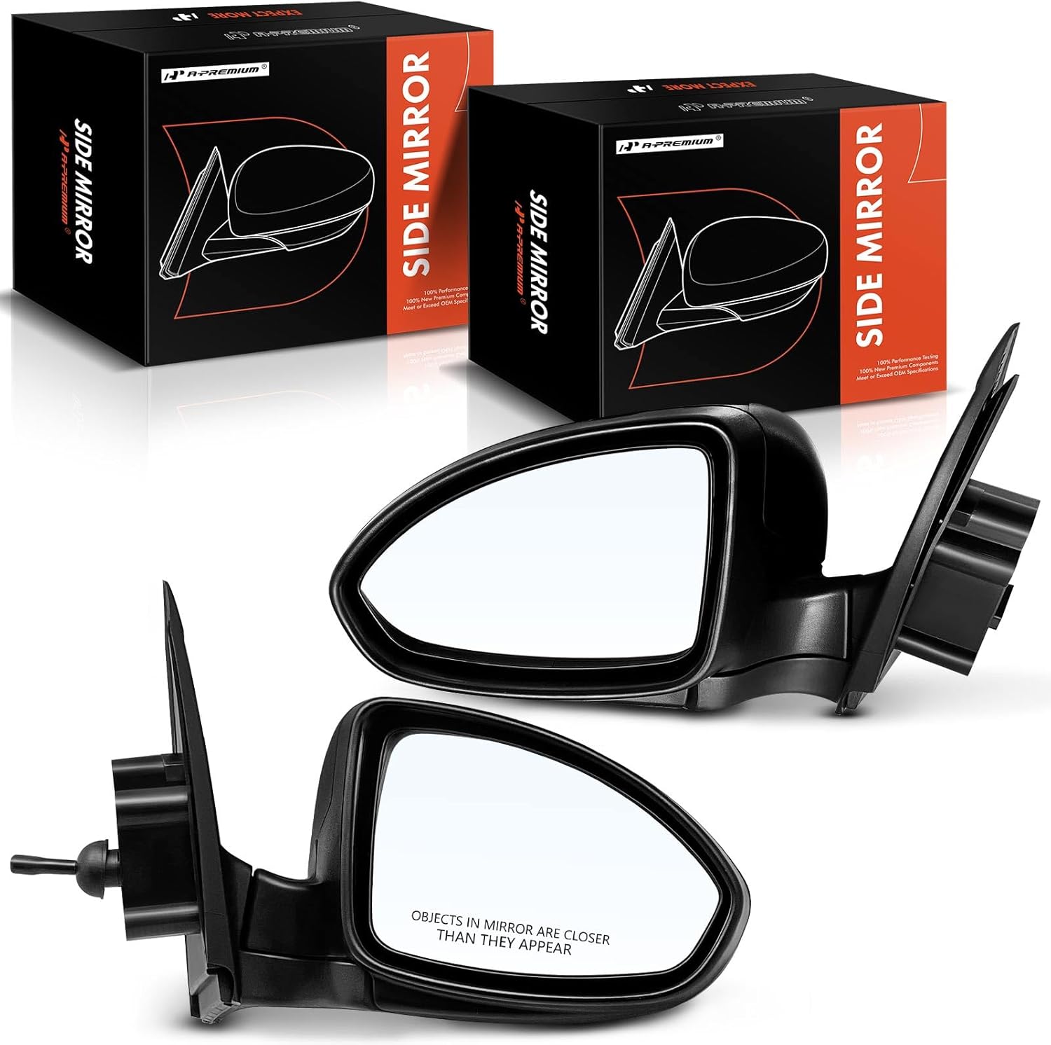 A-Premium Pair (2) Driver and Passenger Side Manual Door Mirror - Compatible with Chevrolet Cruze 2011-2015, Cruze Limited 2016-2016 - Non-Heated Manual Folding Black Outside Rear View Mirror