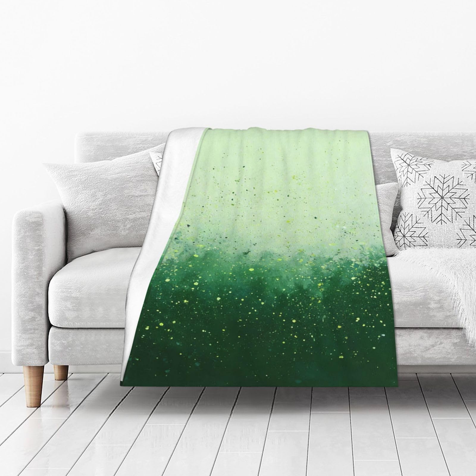 DUYIOKH Green Gradient Print Thick Throw Blanket, Blanket for Couch Bed Warm Travel Blanket for Camping Movie Night