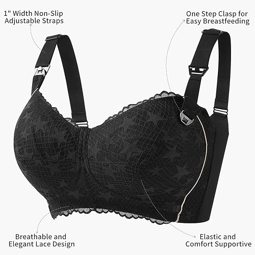 Miniatura 2 de Lace Plus Size Nursing Bras for Breastfeeding, Full Coverage Maternity Bra for Pregnancy, Soft Breastfeeding Bra