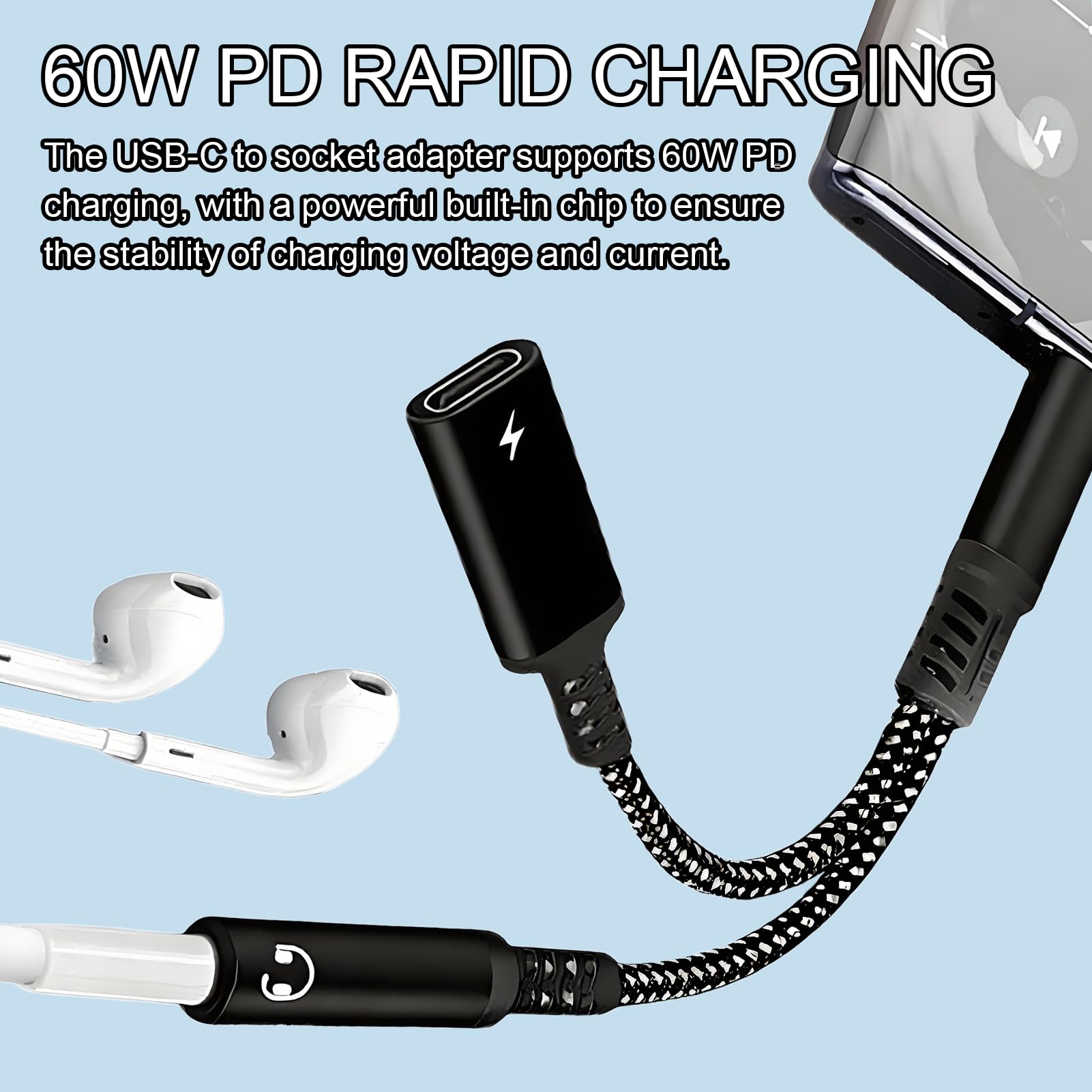 SHUBEIEUMI Adattatore Per Cuffie USB C E Ricarica, 2 In 1 Adattatore - Foto 9