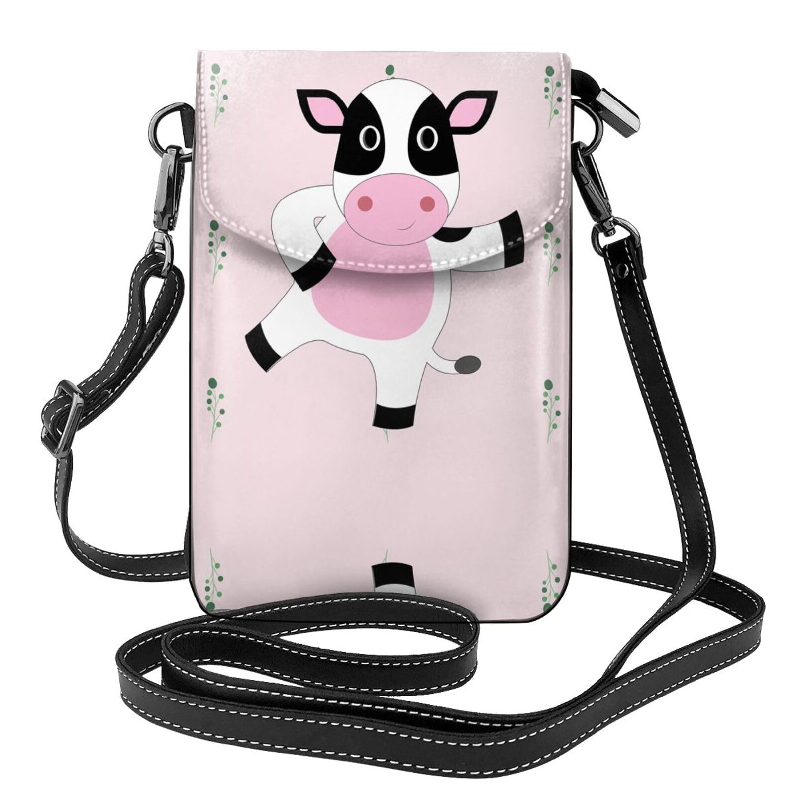 YYHHAOFA Women Small Cell Phone Purse Cartoon Calf Prints Soft, Durable and Waterproof PU Leather Convenient for Daily use and Travel Black
