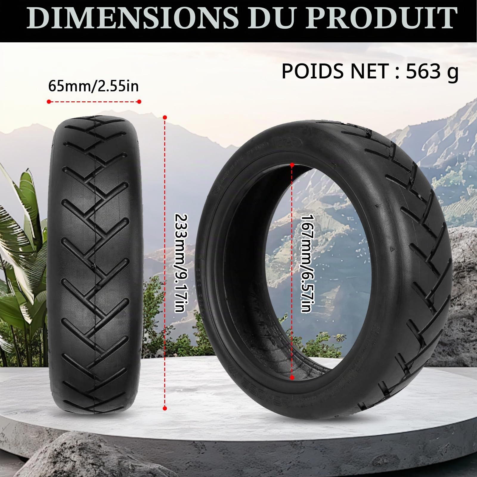 Lot de 2 Pneus Sans Chambre à air de 10 Pouces pour Xiaomi 4Pro/4Lite Scooter électrique - Accessoires de Scooter électrique Pneus Tubeless 250 x 54 - Pneu de Route épais Anti-explosion