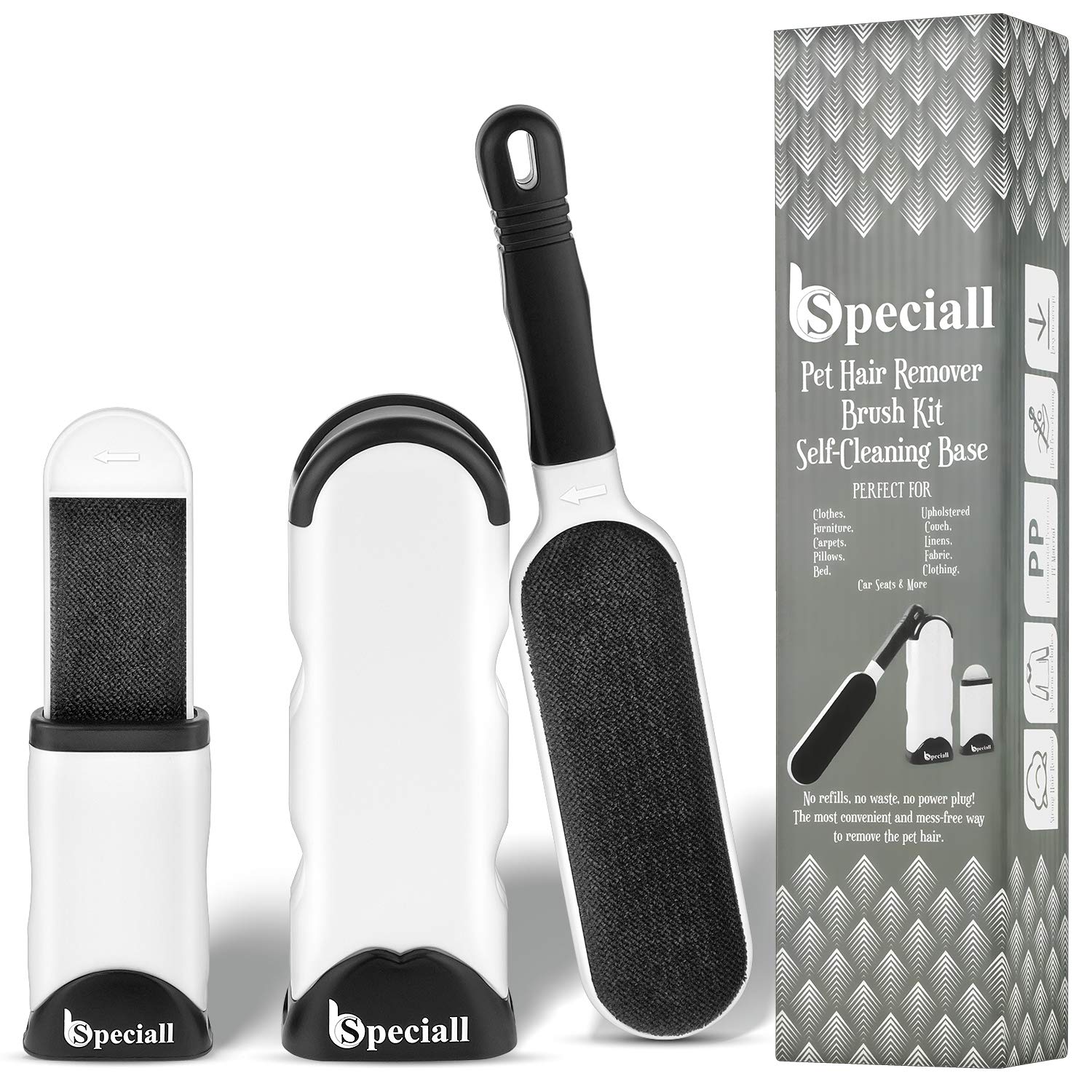 Pet Hair Remover & Lint Brush, Dog Hair Remover, Cat Hair Remover, Double-Sided Reusable with Self Cleaning Base Upgraded. Pet Hair Remover for Couch, Clothing, and More Surfaces