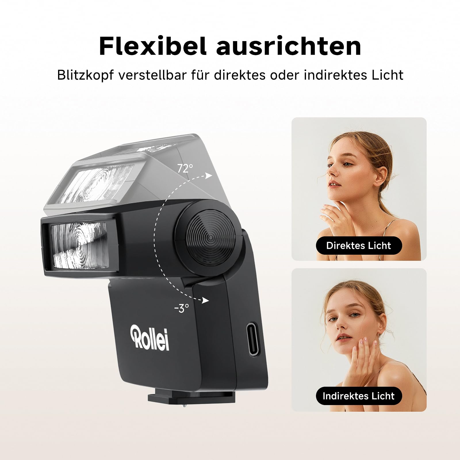 Rollei Flashy ONE Mini Kamera Blitz GN 16 mit LCD Display Recycle Zeit 0.01~2.5 s, Camera Flash Universal Kompatibel für Canon Nikon Sony Fujifilm Lumix Olympus, Mini-Blitz-Kamera-Flash-Aufsteckblitz