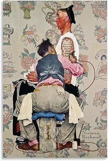 KaRfri The Tattoo Artist by Norman Rockwell Canvas Art Poster Gifts Canvas Painting Wall Art Decorative Picture Prints Modern Decor 12x18inch(30x45cm)