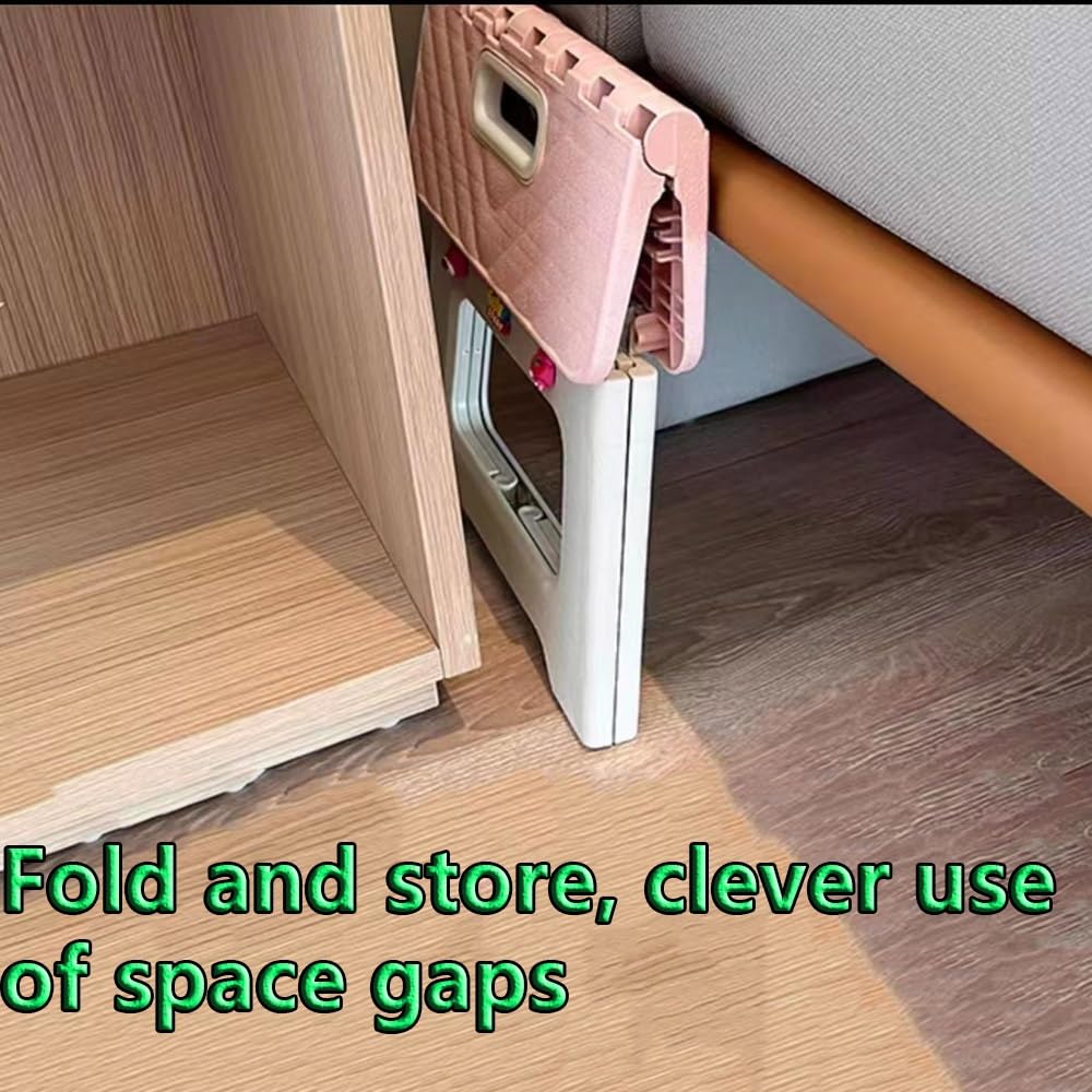 Pieghevole Sgabello Basso in Plastica, Piccolo Poggiapiedi Sediolina, Sgabello da Bagno Portatile per Scuola Soggiorno Giardino Campeggi(Blue,L)