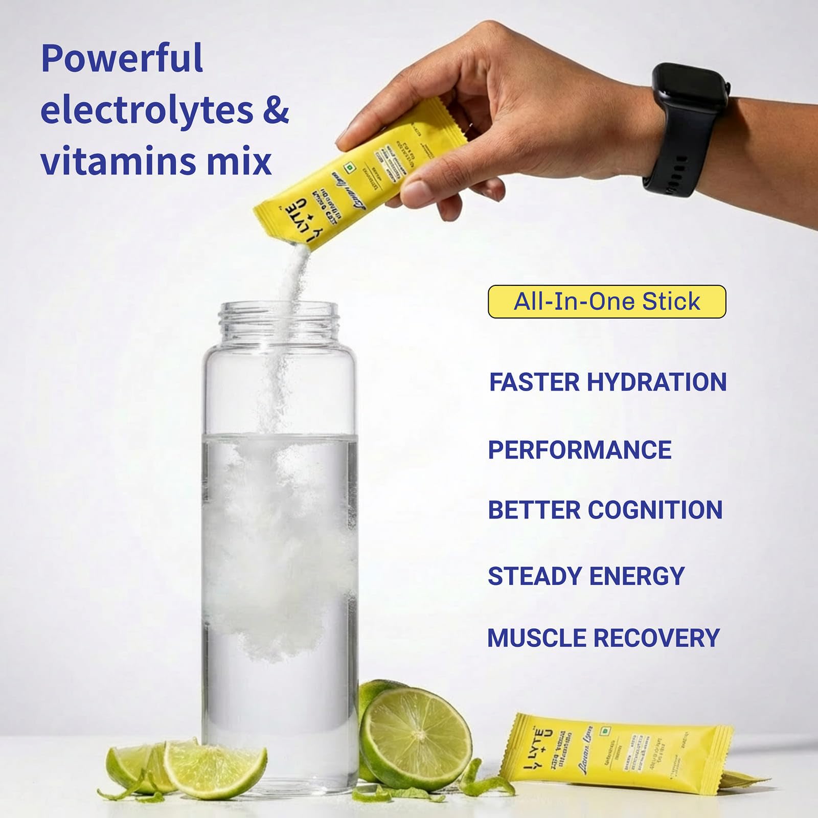 I LYTE YOU – Electrolyte Powder Hydration Sticks | Zero Sugar | Sodium, Potassium & Magnesium with Vitamins B12, C & D3 | For Workout, Travel & Daily Hydration | Lemon Lime | 9 Sachets — Amazon image 6