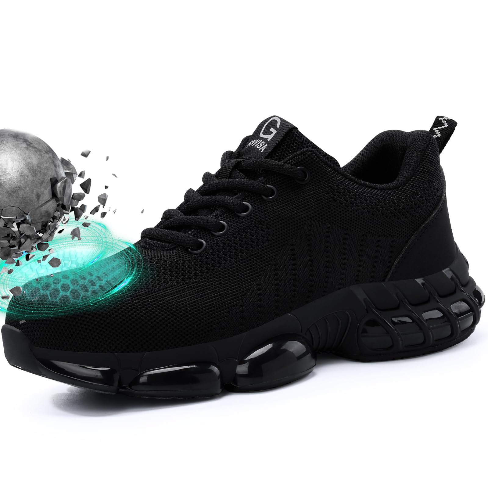 LAoutun Arbeitsschuhe Herren Leichte Sicherheitsschuhe Elastische weiche Stahlkappenschuhe Berufsschuhe Herren Bequeme Stilvolle Schützende Industrielle Arbeitsstiefel mit Luftkissen 46EU