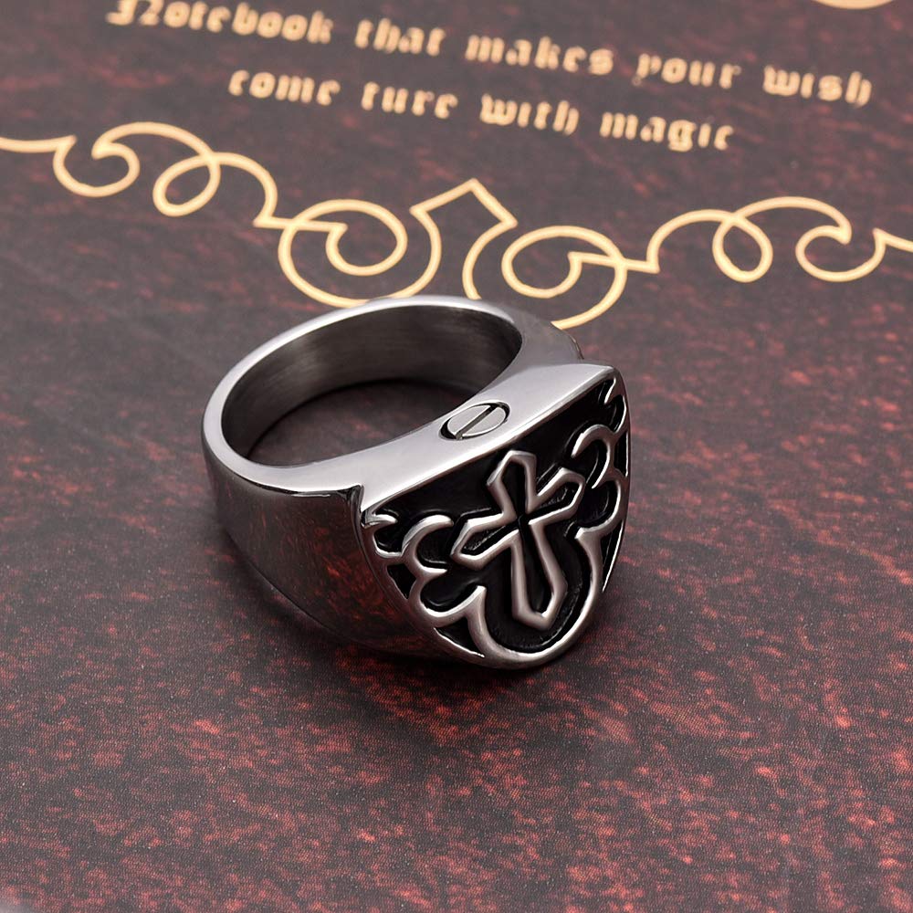 Bague Funéraire En Acier Inoxydable Pour Cendres – Bijou Commémoratif Avec Croix – Taille 7 – Cadeau Souvenir Pour être Cher