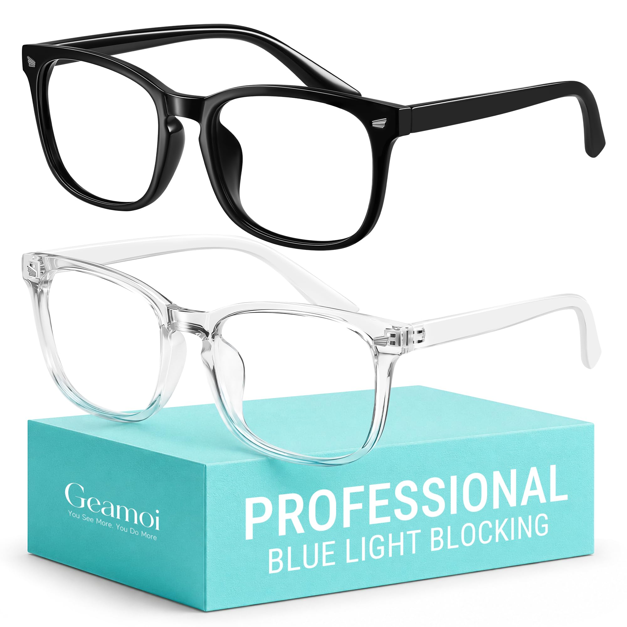 Blue Light Blocking Glasses for Women Men,Lightweight Square Fashion Frames | Anti UV Glare For Computers/TV/Phone/Gaming Professional Blue Light Glasses