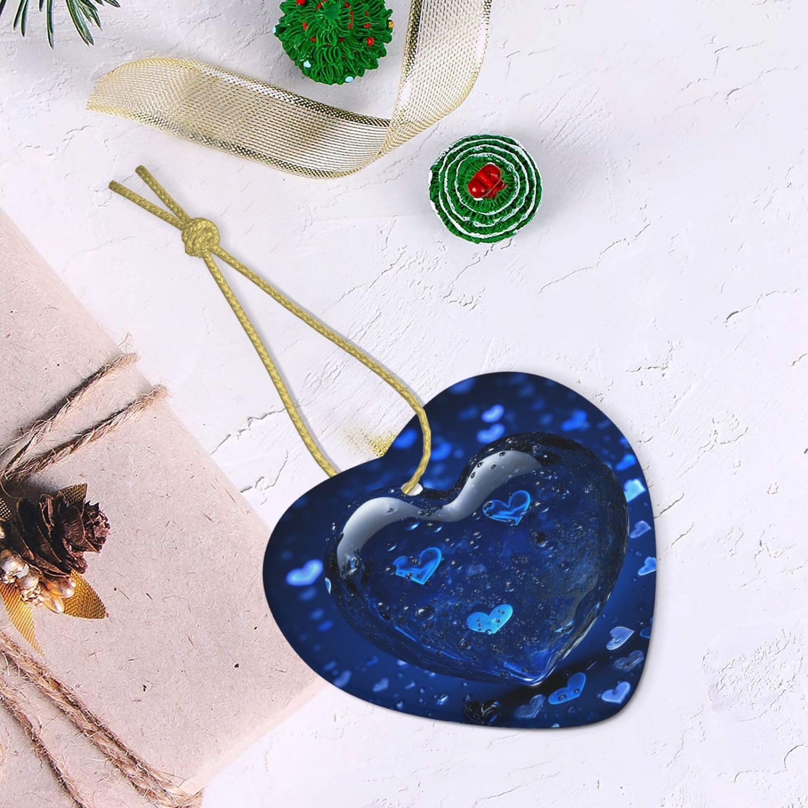 Amazon.com: Blue Heart Print Christmas Ornament Heart Xmas