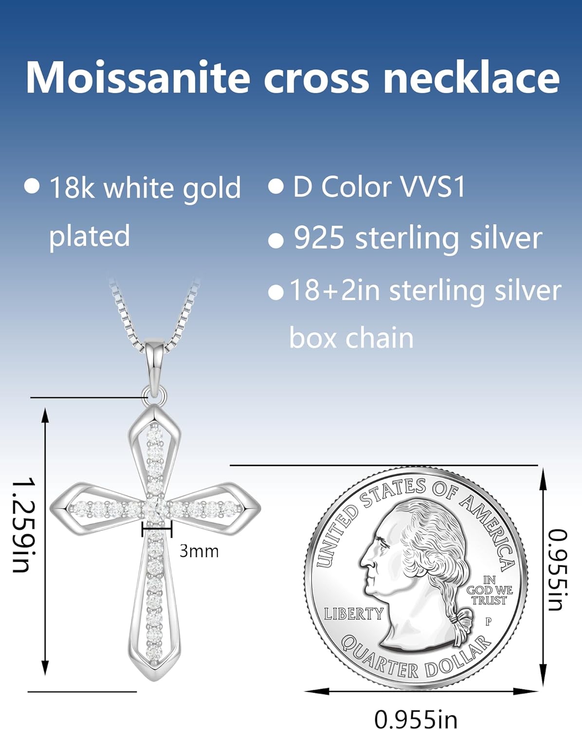 Cross Necklace for Women Moissanite 925 Sterling Silver Pendant heart/round cut Anniversary Birthday Religious Gifts for Her