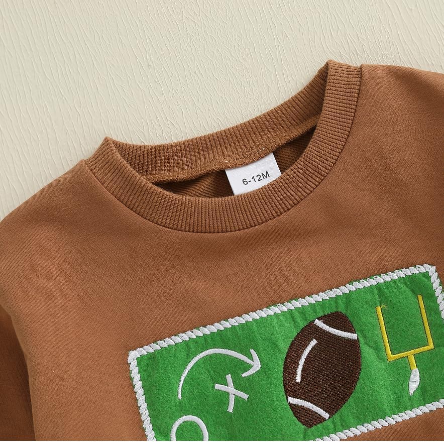 Football Baby Boy Clothes Toddler Football Outfit Long Sleeve Sweatshirt Plaid Pants Cute Fall Winter Outfits - Image 4