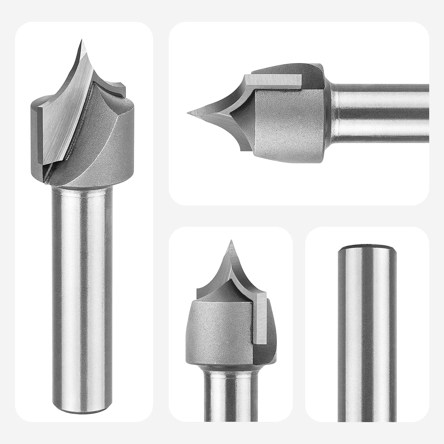 SpeTool 8 mm Roundover-Fräser zum Schneiden von Schaftspitzen mit 16 mm Schneiddurchmesser 8mm Radius Hartmetall-Bits mit 2 Flötenspitzen und runden Kanten CNC Fräser Holzbearbeitungs Schnitzwerkzeug