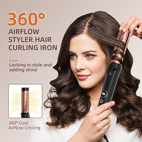 Miniatura 7 de SKERTS Plancha rizadora de 360 de flujo de aire, rizador de cabello con 5 temperaturas ajustables, alisador y rizador de cabello 2 en 1, rizador con