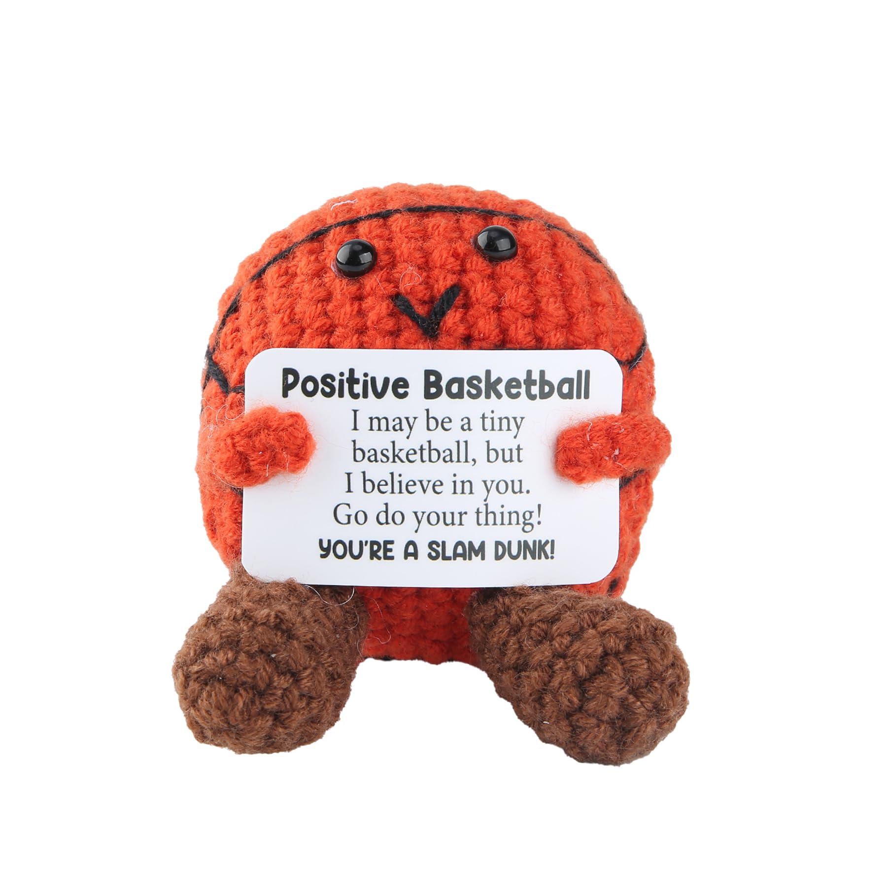 Knitted Basketball - Crochet Positive Basketball Doll, Emotion Support Basketballs Gift, Basketballs Gifts for Teenage Boys, with Encouragement Card for Women Men Friends Teenage Boys Girls Teammate