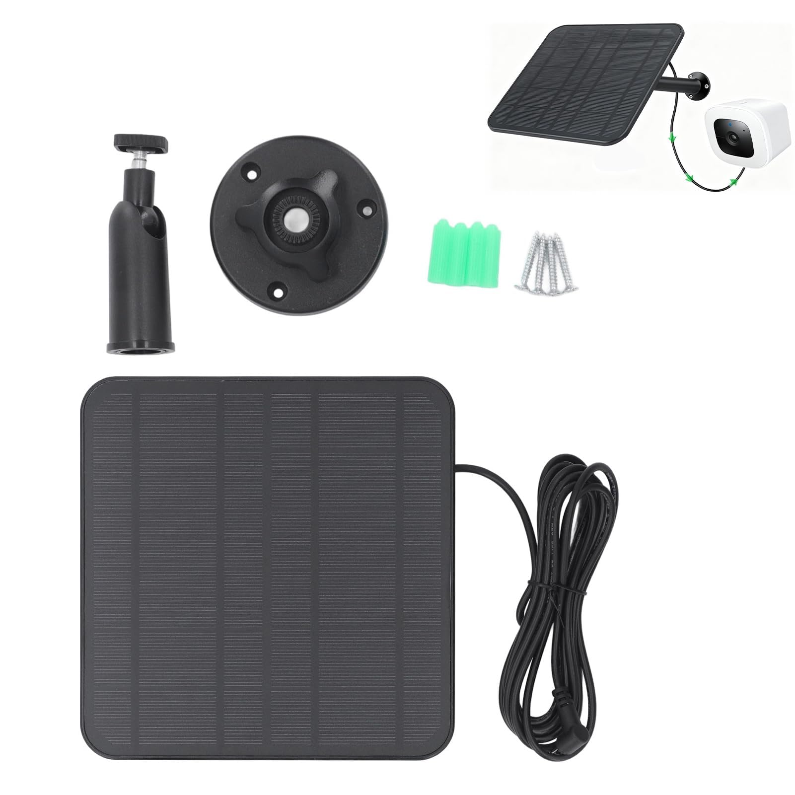 Panneau solaire pour caméra annulaire, 12 W, charge rapide, étanche IP65, panneau solaire réglable, montage mural, projecteur annulaire, batterie de caméra Stick Up Cam, (Noir)