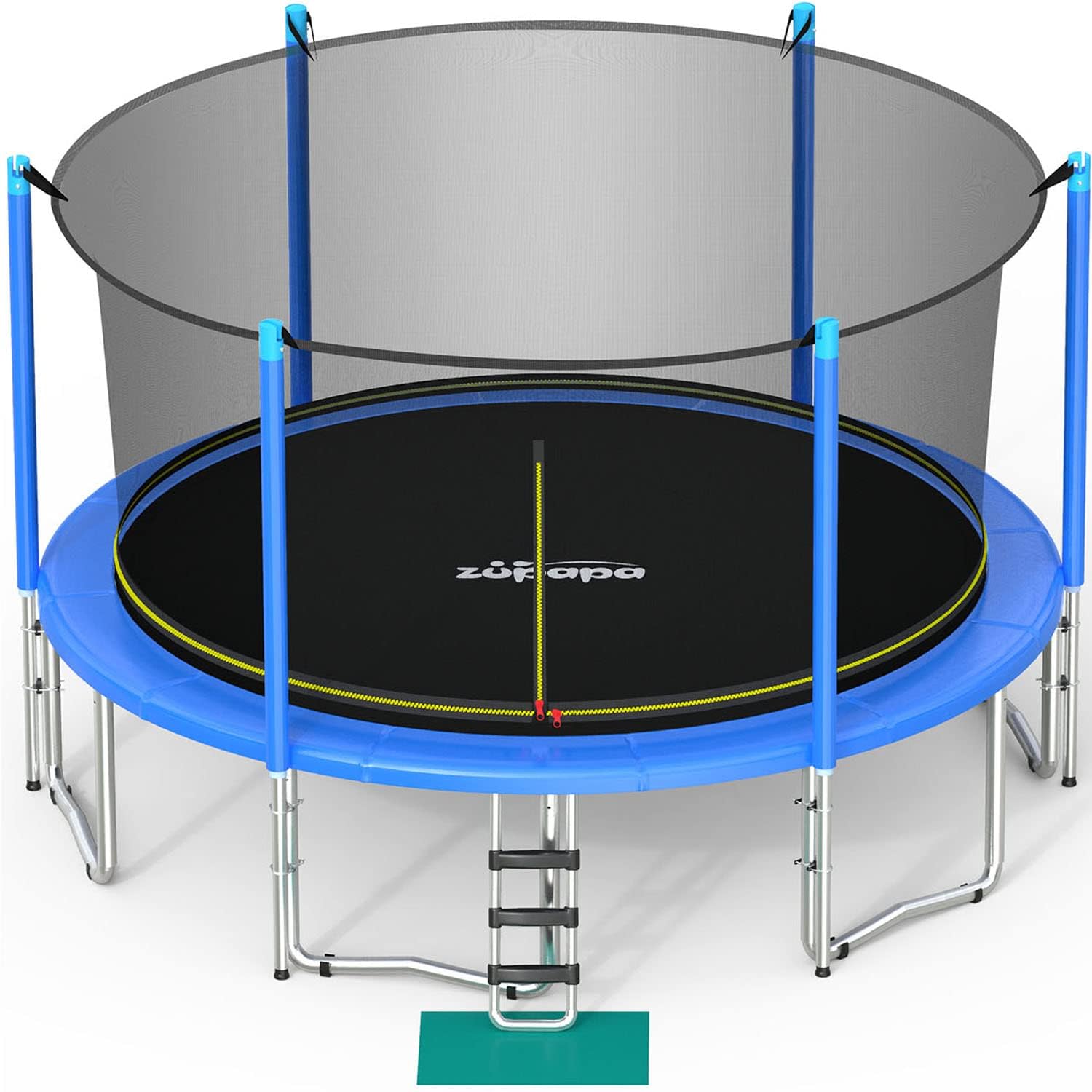 Zupapa NoGap Design 16 15 14 12 10FT Trampoline for Kids with Safety Enclosure Net