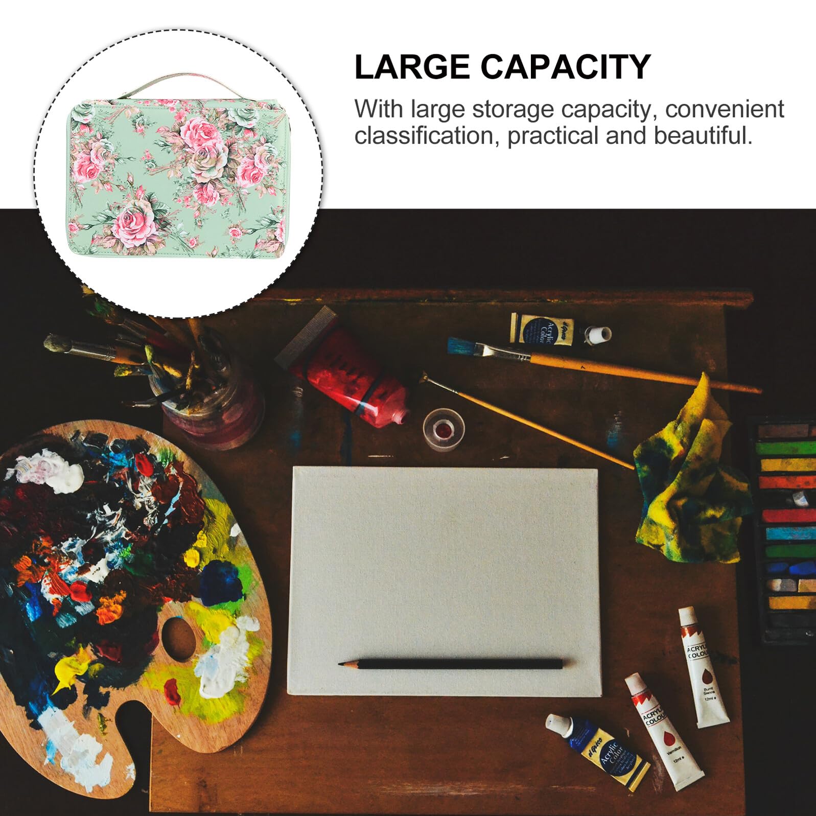 Ipetboom Astuccio Grande Capacità in PU Ecologico con Zip Liscia Organizer per Matite da Disegno e Penne Astuccio Scuola con Scomparti Verde e Rosa