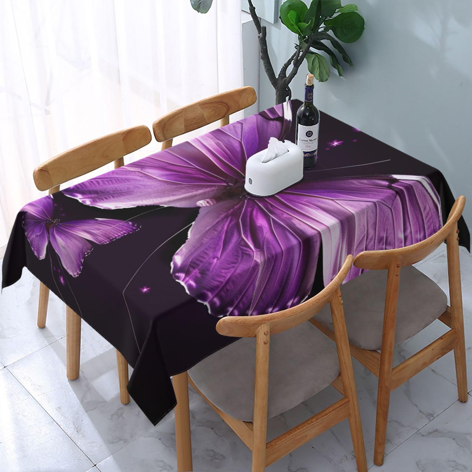 WPKJU Lovely Butterfly Printed Tablecloth Water Resistant Table Cover Washable Rectangle Table Cloth for Tables 54x72 in