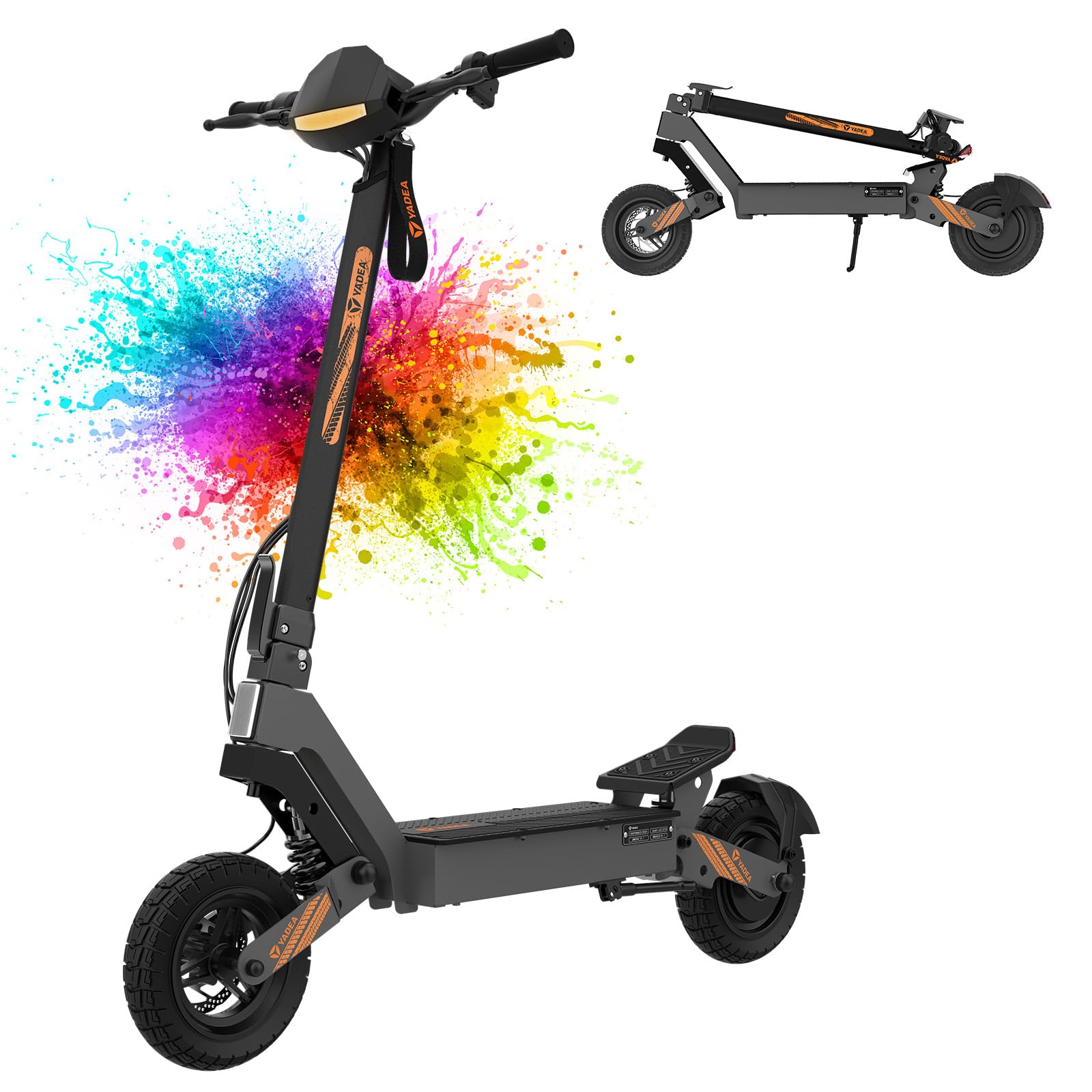 Yadea Monopattino Elettrico per Adulti G10, Autonomia 50-70 km, Batteria 48V/15.6Ah, Motore 800W, Portata Massima fino a 120 kg, Sistema di Frenatura a Doppia Ruota, Monopattino Pieghile Portatile