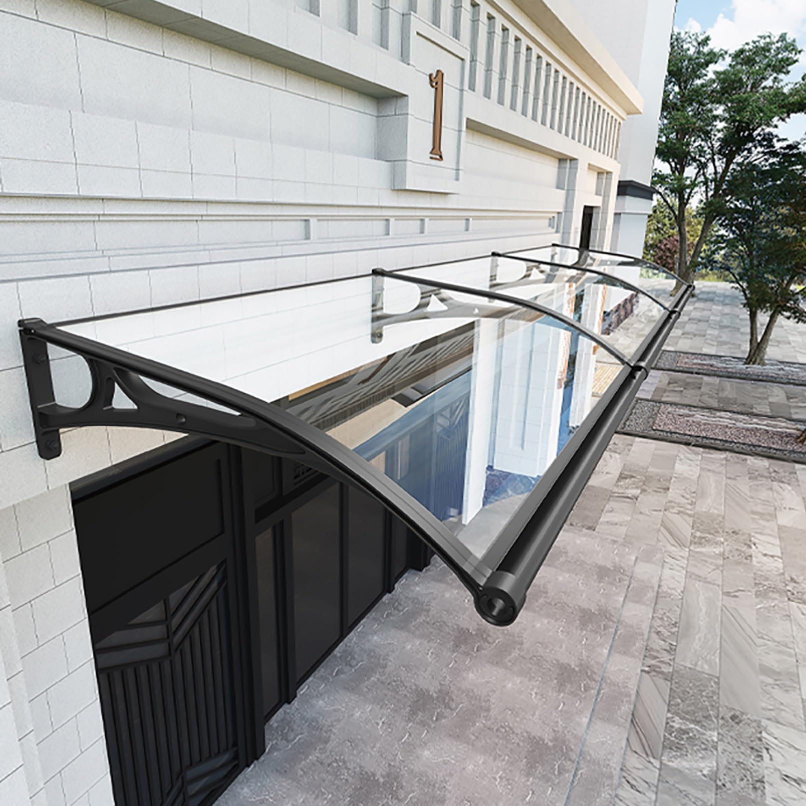 GJMSSMY Outdoor Door Canopy Durable Polycarbonate Awning with Aluminum Support WeatherResistant for Home Balcony Window Garage Rain & Snow Protection (W60xL80cm/23.6x31.5in)
