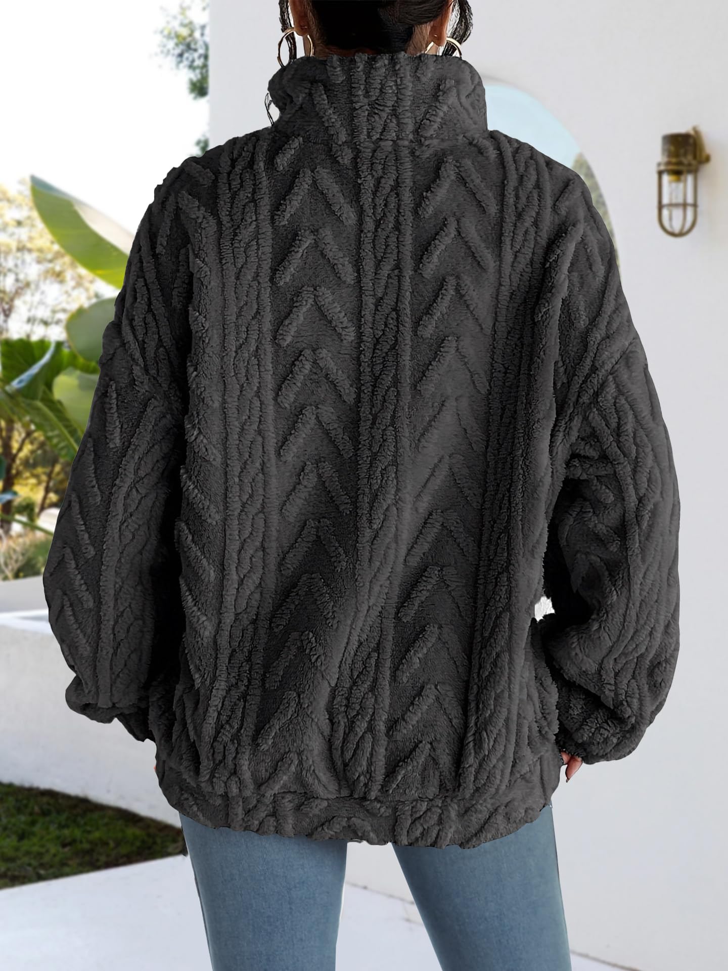 Sweter damski, jesienny polar, oversize, bluza casualowa, ciepła kurtka polarowa, na zimę, miękka koszulka z długim rękawem z kieszeniami